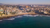 Fototapeta Miasto - beach of São João do Estoril viewed from sky