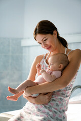 baby and mother in hospital. new life concept.