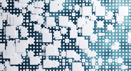 Wall Mural - 3D rendering dynamic cubes abstract background, business, science, technology concept illustration. 
