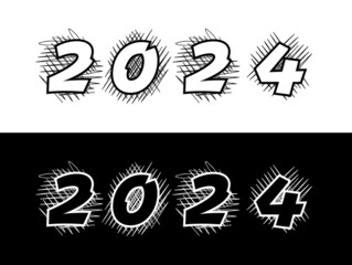 Wall Mural - number 2024 on hand doodles. 2024 concept