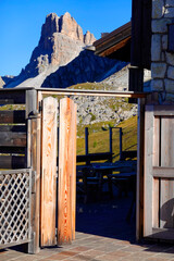 Wall Mural - Scenic landscape of Giau Pass or Passo di Giau - 2236m. Mountain pass in the province of Belluno in Italy, Europe. Italian alpine landscape. Travel icon of the Dolomites