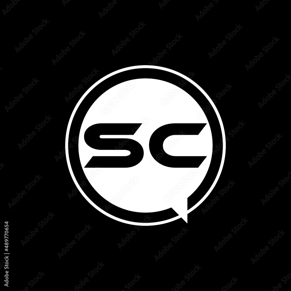 Sc Text Design SC letter logo design with black background in illustrator, vector logo ...