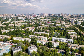 Canvas Print - Aerial panorama of the Central Kyiv, the capital of Ukraine