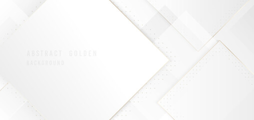 Wall Mural - abstract white template overlapping with golden stripe lines square. overlapping artwork design for 