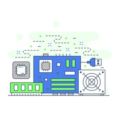 Wall Mural - pc component hardware concept website illustration design 2