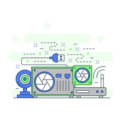 Wall Mural - pc component hardware concept website illustration design 4
