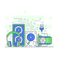 Wall Mural - pc component hardware concept website illustration design 3