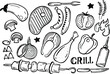 hand drawn grill and BBQ illustration