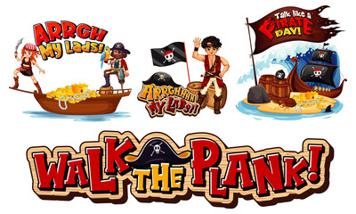 Sticker - Set of pirate cartoon characters