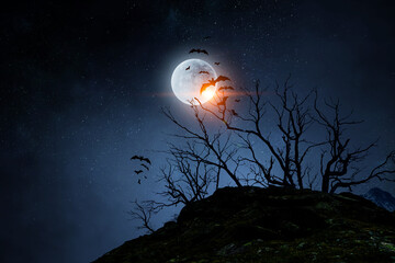 Poster - Spooky night image . Mixed media