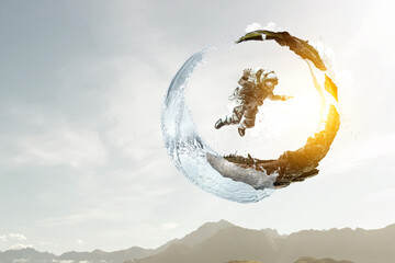 Wall Mural - Astronaut and space exploration theme.