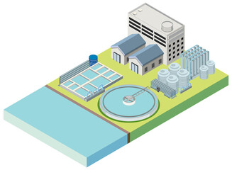 Wall Mural - Isometric industrial area of desalination plant