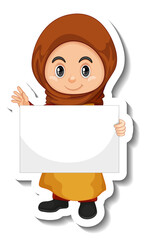 Poster - Arab muslim girl holding empty banner