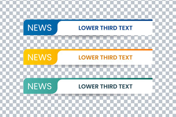 set of bundle lower third vector design banner with yellow, blue and green shape strip color. modern