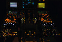 Push Buttons On Control Panel In Illuminated Cockpit