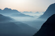 Dolomites shrouded in morning fog