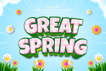 Wall Mural - Editable text effect Great Spring 3d Cartoon Game style