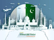Travel landmarks Pakistan islamabad city with celebration Pakistan independence day.
