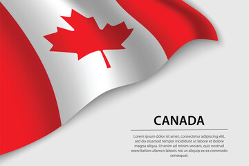 Wall Mural - Wave flag of Canada on white background. Banner or ribbon vector template