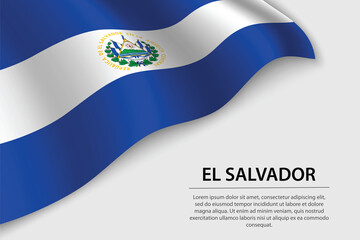 Wall Mural - Wave flag of El Salvador on white background. Banner or ribbon vector template