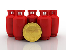 3D Rendering Illustration Gas Cylinder With Indian Rupee 