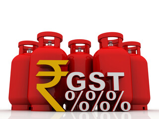 Wall Mural - 3D rendering illustration Gas Cylinder with indian rupee 
