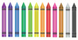 Set of colorful wax crayons.Color pencils isolated on white background.Kindergarten, preschool and kids concept.Realistic vector illustration.Back to school.Sign, symbol, icon or logo isolated.