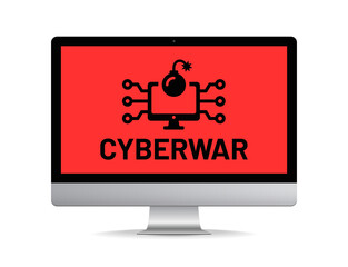 Aufkleber - Cyberwar icon on modern realistic computer screen vector. Technology concept