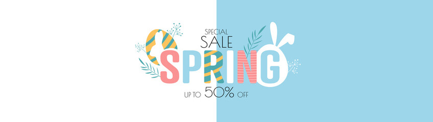 Canvas Print - Spring sale banner. Modern minimal design for Sales. Flat vector illustration.