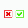 © Ruxsare - check and wrong icon vector set. yes or no, accept and decline symbol. green tick, red cross.