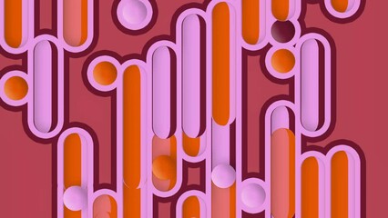 Fototapete - Endless movement pattern of colored geometric shapes 3d render loop animation HD