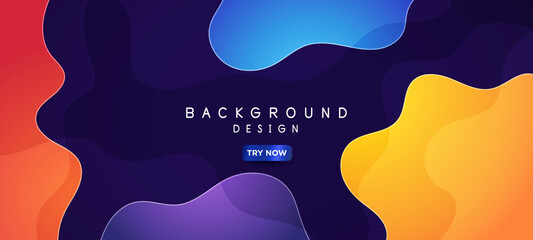 Poster - Liquid abstract background. Blue fluid vector banner template for social media, web sites. Wavy shapes	
