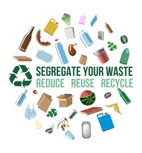 Educational Poster With Metal, Plastic, Paper, Glass, Compost Segregation Infographics. 