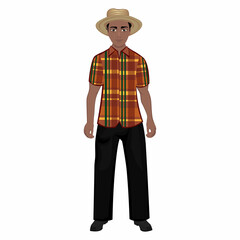 Wall Mural - Male Surinamese folk costume. Vector illustration