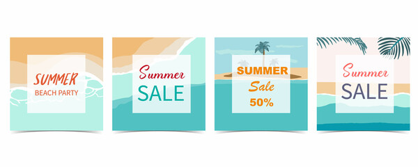 Sticker - summer sale background for social media with beach