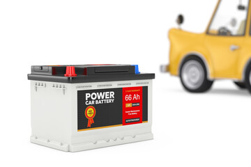 Poster - Rechargeable Car Battery 12V Accumulator with Abstract Label. 3d Rendering