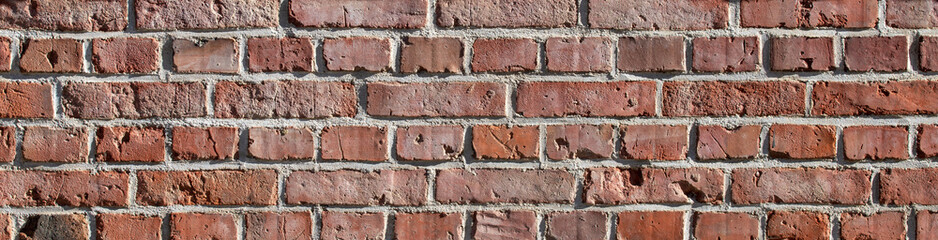 Wall Mural - texture of old grunge red brick wall background	
