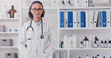 Wall Mural - ive made many vital new discoveries. portrait of a young doctor standing in a lab.