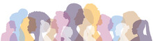 Women Of Different Ethnicities Together. Flat Vector Illustration.