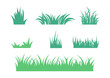 Set kind of green grass cartoon vector illustration on white background