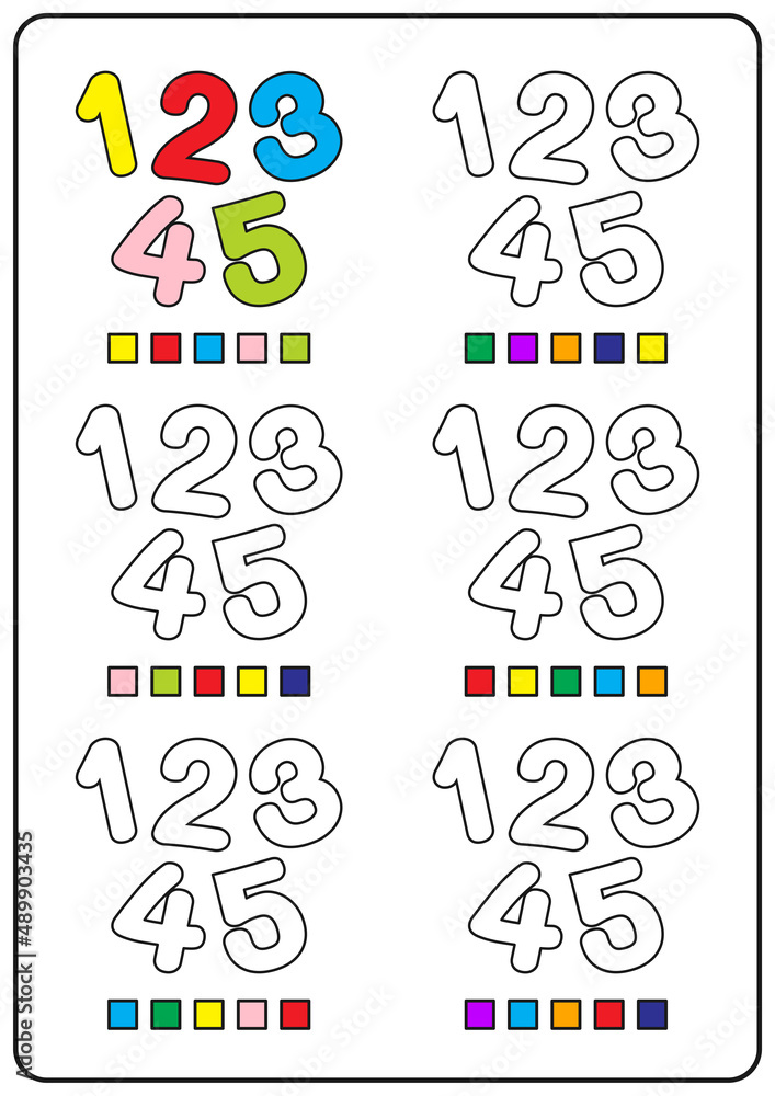 Number 345 Color Sheet.pdf Instructional coloring pages, educational games for children, printable ...