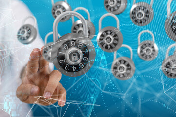 Information technology protected with firewall, secure access and encryption against cyber