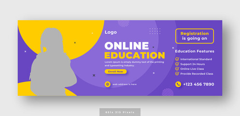Wall Mural - online education social media facebook cover or web banner