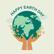 Hands holding globe, earth. Earth day concept. Saving the planet,environment. Vector illustration for poster, banner,print,web