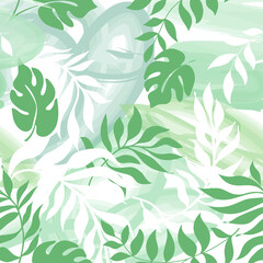 Wall Mural - Floral seamless pattern. Flowers with leaves ornamental texture. Flourish nature summer garden textured background
