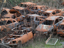 Junkyard Old Rusted Car Field