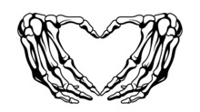 Hand. Human Bones. Human Skeleton. Illustration Of A Skeleton Hand. Hands Show A Heart.