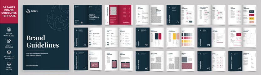 Wall Mural - Brand Guideline Template, Simple style and modern layout Brand Style, Brand Book, Brand Identity, Brand Manual, Guide Book, Brand Guideline presentation