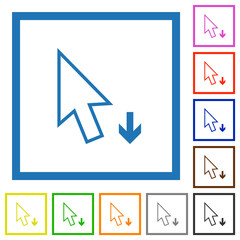 Sticker - Arrow cursor down outline flat framed icons