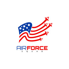 Wall Mural - flag logo with airplane blend, simple icons, air force logos